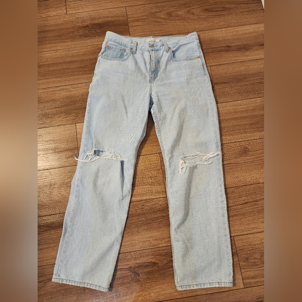 Levi's Distressed Blue Flare Jeans - Picture 4 of 10